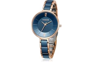 ROCOSJEWE JOESD Reloj Mujer de Cuarzo Reloj de Pulsera de Moda con Correa Ceramica para Senoritas Caja 35mm