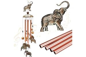 KZNKZN Wind Chimes, Elephant Wind Chimes, Elephant Gifts, Outdoor Decorative Wind Chimes, Vintage Memorial Wind Chimes Friends, Gifts for Elders, Elephant Copper Ornament Birthday