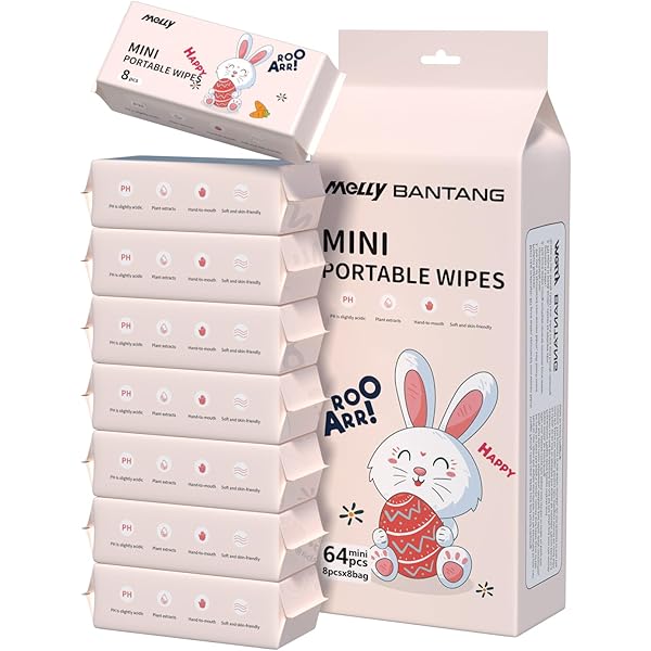 Mini Travel Wipes 8-Pack - Compact Green Tea Scented Wet Wipes For Hands & Face On The Go