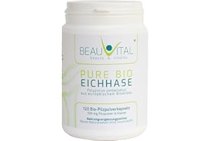 BEAUVITAL Pure Bio Polyporus Kapseln 120 je 500mg Polyporus umbellatus Pulver (Eichhase) aus EU-Bio-Landwirtschaft, vegan, ohne künstliche Zusatzstoffe