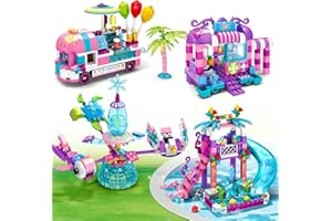 HOGOKIDS Aire de jeu Toboggan Donut Voiture Scène Bloc de Construction Jouet pour Fille