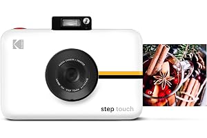 KODAK Step Touch Instant Camera med 3,5 tums LCD-skärm (Vit) Bluetooth-skrivare med ZINK-teknik, 1080p HD-video, 10x zoom och KODAK-app