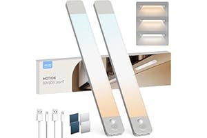 LROLTEF LED Lampe Cuisine Meuble avec Detecteur de Mouvement - 40cm 2200mAh 3000K 4000K 6500K Dimmable & Rechargeable Lumières para Placard Cuisine, Escalier, Le Couloir, Chambre | 2 Piezas