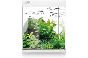 ICA KNA10 Kit Acuario Nano Aqua LED 10 litros Blanco, 20,7x20,7x26 cm, Filtro Interno, Iluminación LED, Alimento para Peces, Acondicionadores, Guía Práctica del Acuario