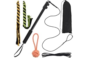 DEARBAG Juguete para Perros Flirt Pole, Extensible Teaser, Cuerda, Interactivos para Grandes, Medianos y Pequeños, Entrenamiento