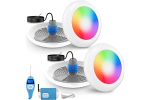 LyLmLe Skruvbar poolprojektor med 1/2 tums gänga, 25 W, LED-spotlight, RGB-pool, flerfärgad, synkroniserad kontroll med fjärrkontroll och styrenhet, Ø 242 mm, 12 V AC poollampa, set om 2