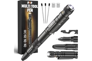 BIIB Gifts for Men, Multi Tool Pen with LED, Multi Tool Gadgets Stocking Fillers for Men, Mens Gifts for Dad Birthday Presents for Dad Christmas Stocking Fillers for Him, 7 in 1 Fidget Pen