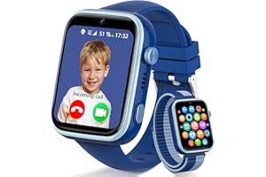 JOJOEGO 4G Reloj Inteligente Niño, IP68 Impermeable Smartwatch Niños con llamadas, Videollamadas, Chat de Voz, SMS, WhatsApp, WiFi, GPS, SOS, Modo Escuela, Podómetro Reloj Inteligente Niños y Niñas Azul