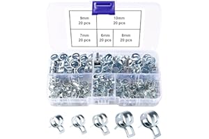 Lyeteung 100 Sztuk 6/7 / 8/9 / 10 mm Zestaw Zacisków Sprężynowych do Węża, Opaski do Węży Benzynowych, Silikonowy Zacisk do Węża Podciśnieniowego, Srebrny