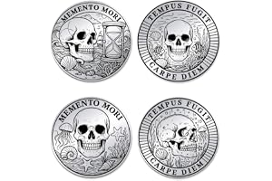 UNICRAFTALE 2 stycken 2 stilar medaljong Memento Mori Tempus Fugit Piece Stoic Challenge Stoic Skelett Stoic Challenge Corner Stooicism gåvor för herr dam