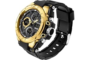 FINDTIME Montre Militaire Tactique de Sport pour Homme Chronomètre à Grand Cadran, Alarme, Double Affichage de l'heure, rétroéclairage, Montre-Bracelet étanche pour l'extérieur, analogique numérique