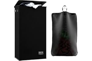 NUCAZA Large Laundry Basket with Lid and Laundry Bag - 100L Foldable Washing Basket, Linen Bin with Handles for Bedrooms, Laundry Hamper for Dirty clothes, Black