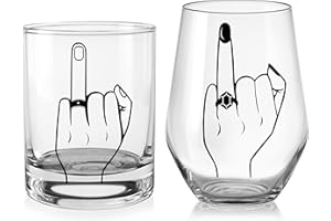 Winter Shore Verres à Vin avec Bague de Fiançailles [2 Pièces] - Verre Couple 450 ml et 550 ml, Qualité Alimentaire, Sans BPA - Cadeau Couple, Cadeau Mariage & Anniversaire - Jeunes Mariés