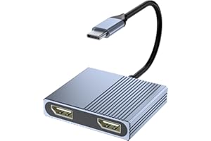 MOVCLE USB C to Dual Displayport Adapter for Mac/Dell/HP Laptop, 4K@60Hz Displayport Splitter 1 in 2 Out for Dual Monitors Extended Display, USB C to Display Port Cable, Dual Monitor Adapter, MST Hub