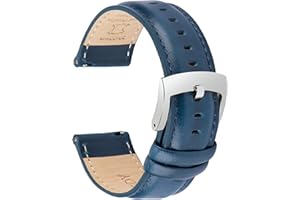 OTTOODY Bracelet de Montre en Cuir Libération Rapide 18mm 19mm 20mm 21mm 22mm, Élégant Bande Bracelet de Montre de Remplacement en Cuir de Grain Supérieur pour Homme Femme, Montre et Montre Connectée