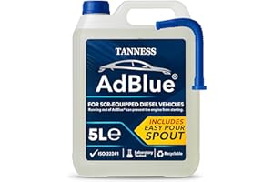 TANNESS Ad Blue 5L with Nozzle - Easy Pour Diesel Exhaust Fluid for Cars, Vans & Lorries - Spill-Free Add Blue Liquid for Diesel Vehicles with SCR Systems, Reliable Solution for Emission Control