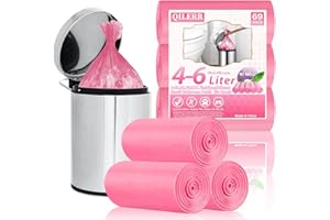 QILERR 4-6L Bin Bags Small Bin Liners 69 Counts Thick Plastic Waste Bags Pedal Trash Bag for Bathroom, Kitchen, Office, Fit 4,5,6L Rubbish Bin, Pink