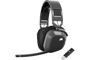 Corsair HS80 MAX WIRELESS Wieloplatformowy Zestaw Słuchawkowy do Gier z Bluetooth – Dolby Atmos – Mikrofon o Jakościowej Transmisji – Kompatybilny z iCUE – PC, Mac, PS5, PS4, Mobile – Stalowoszary