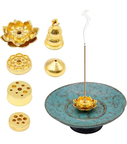 Ajuny Bruciatore Incenso Rotondo In Alluminio Con Raccoglitore Cenere – Finitura Argento, Inciso Sette Chakra Tibetani, Diametro 11,5 Cm
