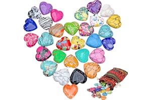 FSWWSF 30 Stück Heilstein, Herzsteine edelstein, Glücksstein, ﻿﻿Heilung Kristall Edelsteine für Liebhaber, Mineralien Heilsteine, für Meditation, Chakra, Energieausgleich (30)