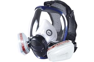 Prassia 16 in 1 Gasmaske Vollgesichtsmaske mit Filter, industrische Staubschutzmaske für sprühen, schleifen, Atemschutzmaske gegen Gase, Dämpfe, Partikel, Lackiermaske für Farbspritz, Graffiti