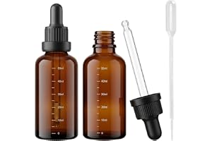 LOLANIUT 2 flaskor med pipett 50 ml, ögondroppspipett med 1 ml pipett, brun glasflaska, apotekflaska, läckagefri, glasflaska med pipett för eteriska oljor