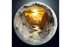 CHARMIBLE Puzzle 1000 Teile Erwachsene, Klassische Puzzles Runden, Visuell 3D Höhle Landschaft, 67.5 x 67.5cm Jigsaw, Blaue Papierkarte Einzigartige 1000 Puzzle für Familie Freunde