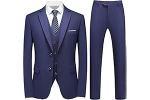 KUDMOL Herren Anzug 3 Stücke Slim Fit Anzug Business Hochzeit Formal Dinner Zwei Knöpfe Smoking Anzug für Männer Klassischer Blazer Weste Hose Set