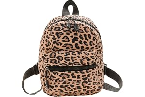 AZURAOKEY Djurtryck ryggsäck kvinnor kanvas mode axelväska för tonårstjej resa mini väskor, Brun leopard, 23CM*18CM*9CM