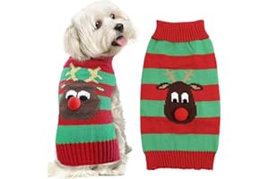 Asmea Maglioncino Cane Maglione Natale Cane Maglioncino Gatto Inverno Caldo Renna Maglione Natalizio Cane Vestito Natale Cane Maglioncino per Cane di Taglia Piccola Media Grande Verde XXS