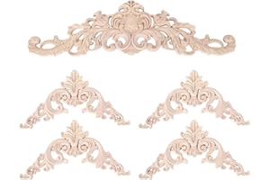 Dasing Wood Carved Onlay Applique Unpainted Furniture Door Decorative Wood Appliques DIY Wood Appliques for Mirror Bed Door Cabinet Furniture