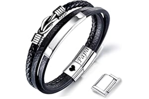 GKMAMRG Cadeau fete des peres - Cadeau Papa - Gravure « Papa » - Cadeau pour papa Bracelet, 21 centimeters, Acier inoxydable