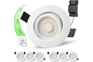 BOYIR Spot LED Encastrable Blanc Dimmable Extra Plat 5W Spot LED 220V Blanc Neutre 4000K Éclairage Encastré 68mm, IP44 Luminaires Encastrés, Orientable Spot de Plafond de Salle de Bain, Chambre, Lot de 6