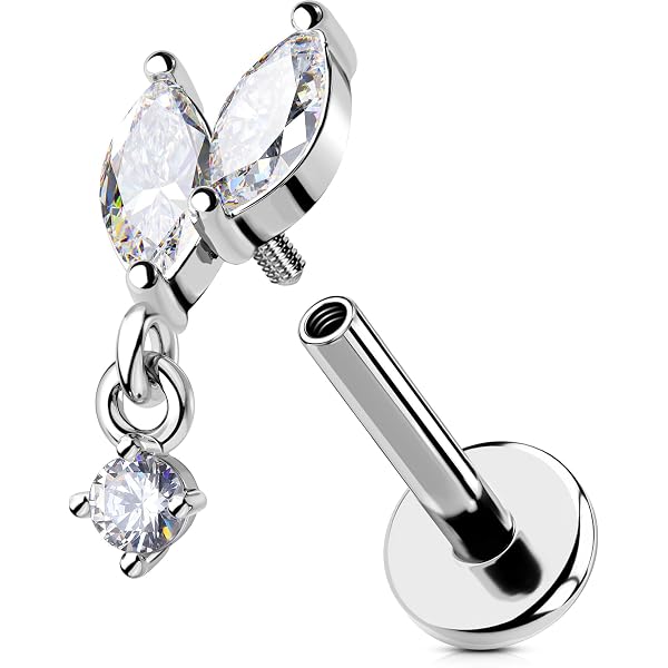 OUFER Lot De 3 Piercings Nez 18/20G Avec CZ Clair - Acier Inoxydable 316L Pour Tragus, Helix Et Labret