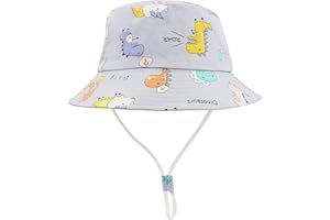 FenFang Kapelusz przeciwsłoneczny dla dzieci, dinozaur, kapelusz rybacki, dla chłopców i dziewczynek, czapka przeciwsłoneczna z paskiem pod brodę, kapelusz wiaderka, kapelusz plażowy, czapka na wiosnę