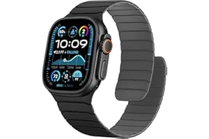 Sixmoat Magnetic Silicone Straps Compatible with Apple Watch 49mm 46mm 45mm 44mm 42mm, Soft Sport Wristband for Men Women Compatible with iWatch Ultra SE Series 10 9 8 7 6 5 4 3, Black-Grey