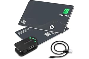 SEINXON Wallet Finder RFID-Blockierkarte, IP68, Artikel-Tracker mit Ladeclip, Wiederaufladbar funktioniert mit Apple Find My App und Netzwerk (nur iOS), GRAU