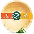 ECO SOUL 25 Disposable Palm Leaf Bowls, 6" (16oz) 475ml, Round Compostable Dessert Bamboo Bowl | Sturdy Eco Friendly, Biodegradable Heavy-Duty Bamboo Salad Bowl for Hot & Cold Food