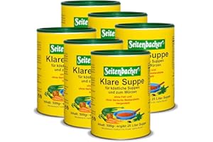 ‎SEITENBACHER Seitenbacher Klare Suppe I Gemüsebrühe I der Allrounder I ohne Fett I ergiebig I vegan I glutenfrei I lactosefrei I 6er Pack (6x 500 g)