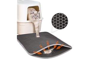 Toaren 60x40 CM Tapis Litiere Chat Tapis de Litière pour Chat Tapis pour Bac à Litière pour Chats, Imperméable, Design nid d'abeille Double Couche Tapis de Litière pour Chat, Facile à Nettoye (Gris)