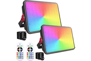 Projecteur LED Couleur 100W, Indmird Lot de 2 Projecteurs Led RGB Exterieur IP66 étanche projecteur led RVB 16 Couleurs 4 Modes Spot LED couleur avec Télécommande pour Jardin, Terrasse, Noël, Fêtes