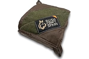 BUSHCRAFTSPAIN Bushcraft Spain Waterproof Oilskin Canvas Floor with Wool Lining 6’6’’ x 4’8’’- Ground Sheet with Wool Lining for Bushcraft and Camping- Oilskin Brown and Green Wool Lining-Made in Spain