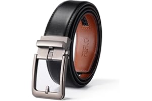 FEFLO Cintura Uomo, Cintura Pelle con Fibbia Automatica cricchétto, Larghezza 35 mm,Taglia Regolata, Adatto per abbigliamento da lavoro e casual