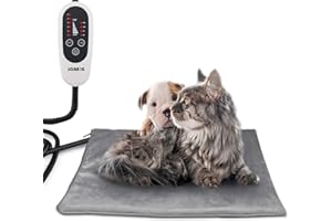 SONNIG Pet Heating Pad with Timer, Temperature Adjustable Pet Heat Pad with Chew Resistant Cord & Removable Cover, Waterproof Electric Heated Pet Pad Pet Warming Mat, Soft Indoor Cat Dog Heat Pad