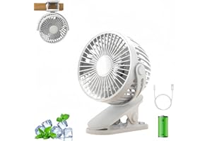 HenfuME Ventilatore Usb,Ventilatore Da Tavolo,Ventola Usb Portatile Ricaricabile Regolabile Velocità Del Vento 3 Livelli,Angolo Regolabile A 360°,Ventilatore Silenzioso Adatto Per Ufficio,Casa-Bianco