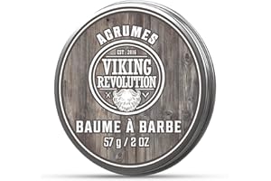 Viking Revolution Baume Barbe Homme Avec Huile d´Argan & Beurre de Mangue - Coiffe, Renforce & Adoucit Barbes & Moustaches - 100% Naturel - Parfum Agrumes - 57 g
