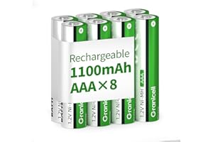 Granicell Lot de 8 piles rechargeables AAA 1100 mAh haute capacité 1500 cycles 1,2 V NiMH faible auto-décharge AAA