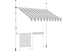 KESSER® Store banne avec manivelle pour Balcon | Store pour Balcon sans Trous à percer, résistant aux UV, réglable en Hauteur, Hydrofuge, protège du Soleil, Toit de terrasse (400cm, Blanc/Gris)