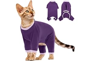 Onesie för katter att sluta slicka, vuxen kattdräkt för benkirurgi, hjälper till att förhindra husdjur från att slicka eller