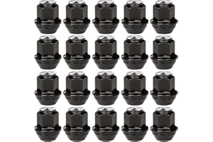 GAsupply 20pcs M12x1.5 One-Piece Tapered Seat Alloy Wheel Nuts with 19 Hex, Compatible with Most Ford Focus Fiesta Fusion Escort Mondeo Kuga C-max, Closed End Lug Nuts (Black)